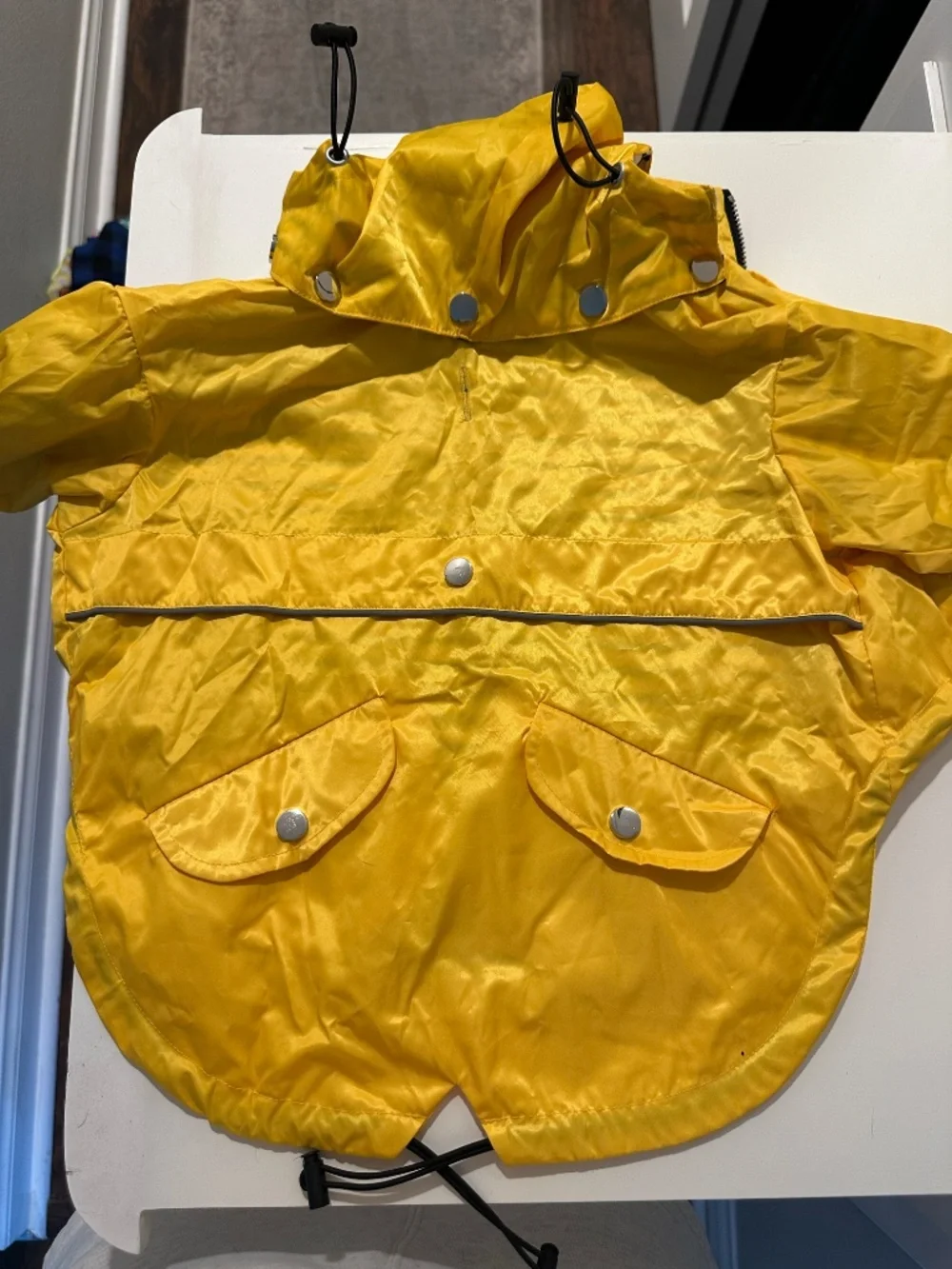 Dog Zip Up Raincoat with Reflective Buttons Yellow - Medium